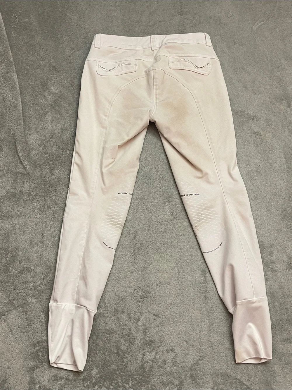 Animo Breeches Womens Small 34 Beige Riding Silicone Knee Grip Ankle Made Italy